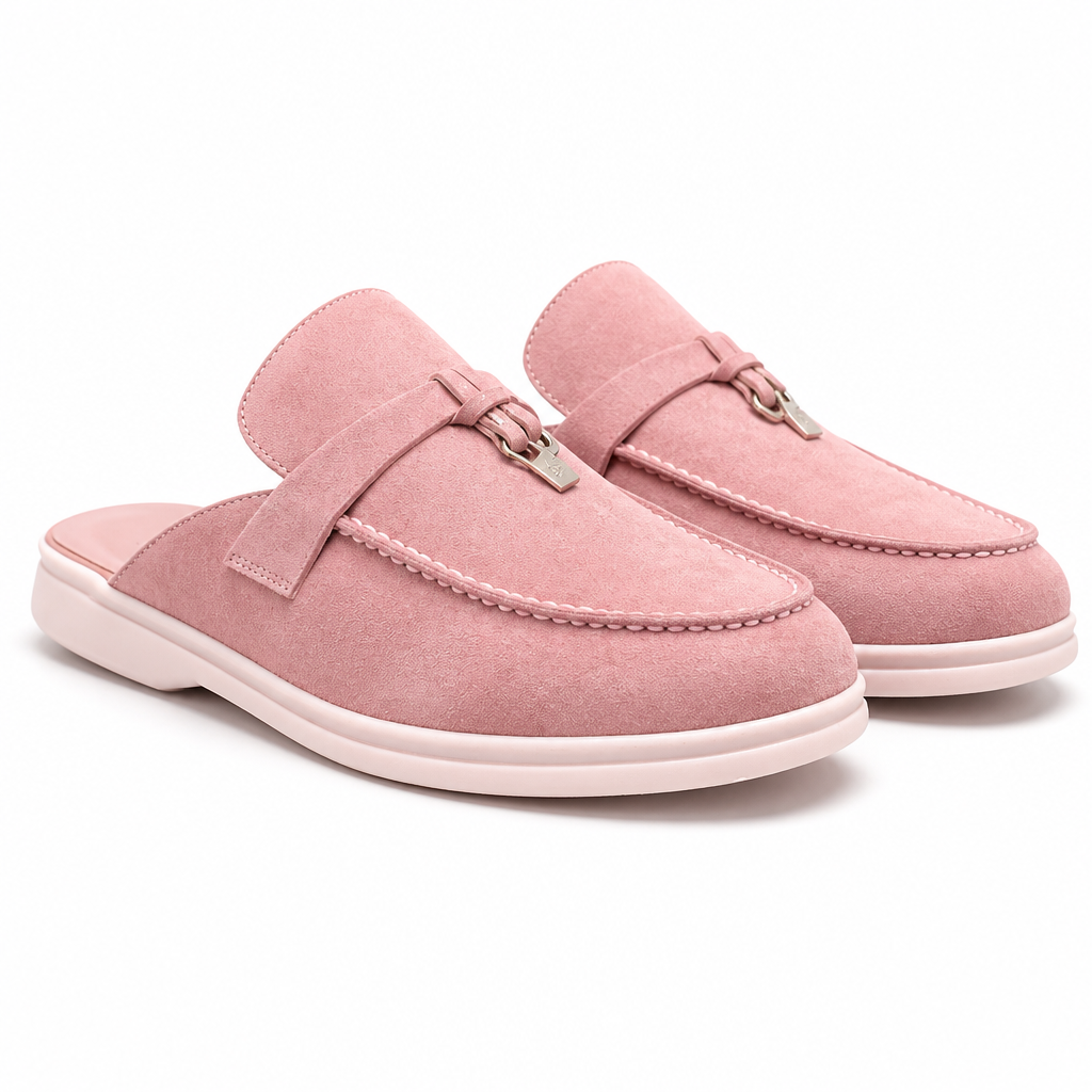 Sasha | Womens Leather Slip on Closed Toe Mules Sandals Pink packshot