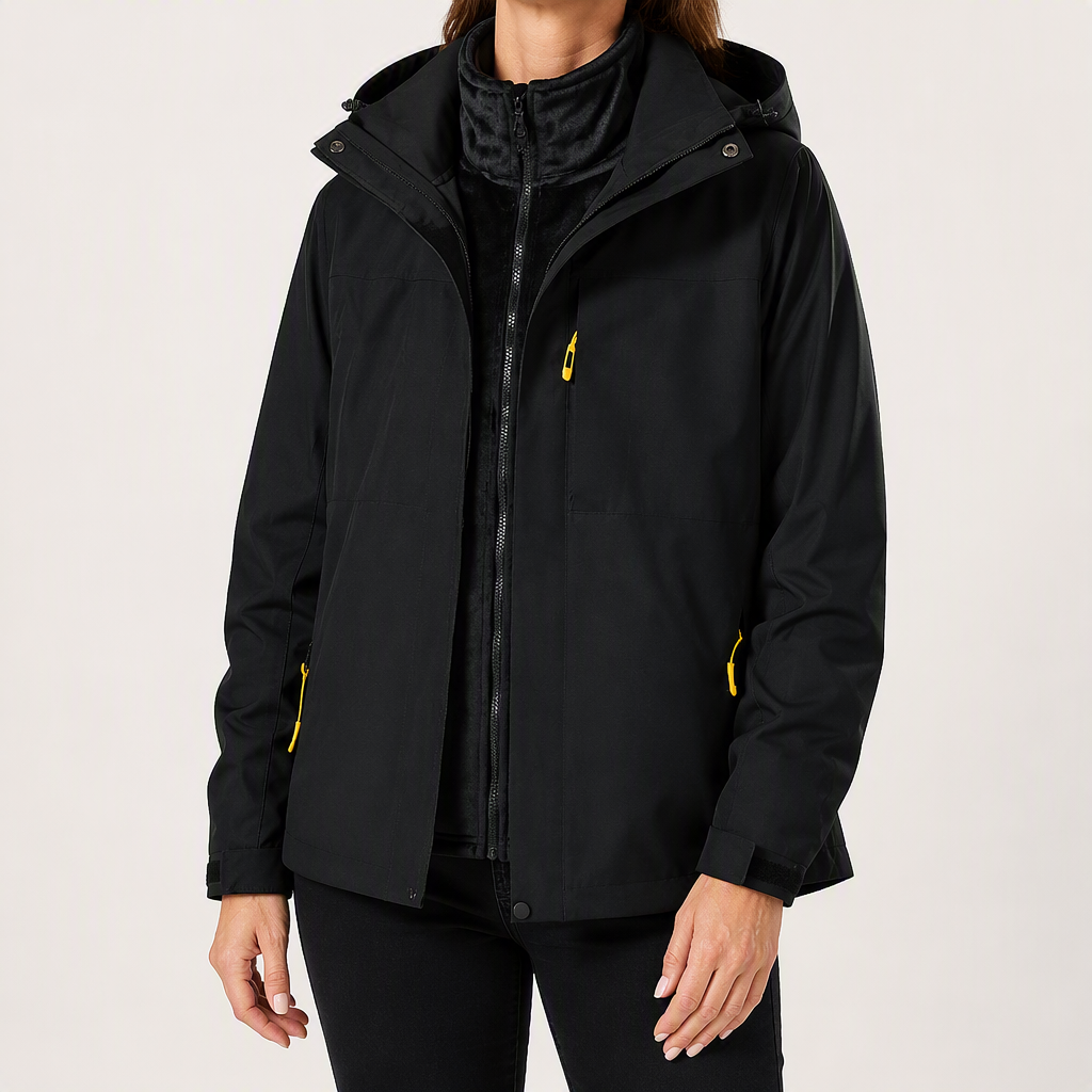 Rosalind | Womens Waterproof 3 in 1 Hooded Jacket, Black 3