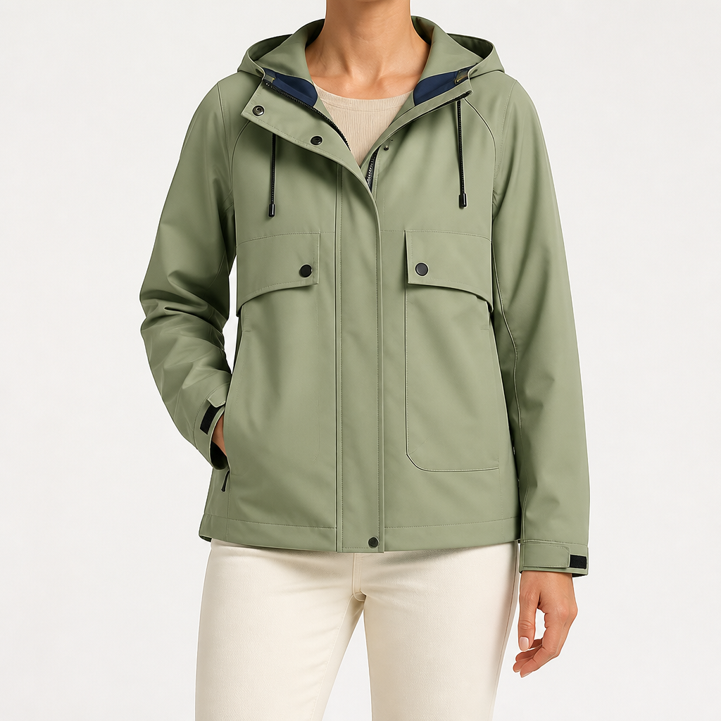 Josephine | Womens Waterproof Windproof Hooded Softshell Jacket, Army Green