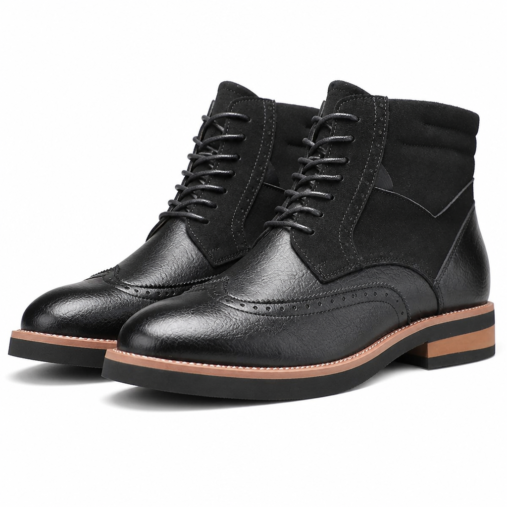 Nikolai | Mens Boots Leather Ankle Boots British Retro Casual Boots Black packshot