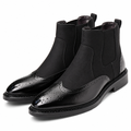 Finnian | Mens Chelsea Leather Retro British Ankle Boots Black packshot