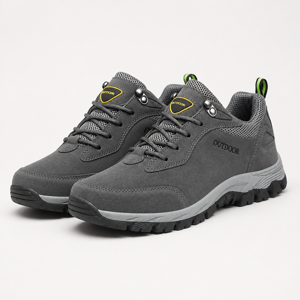 Callum | Mens Wide Fit Walking Hiking Shoes, Dark Grey