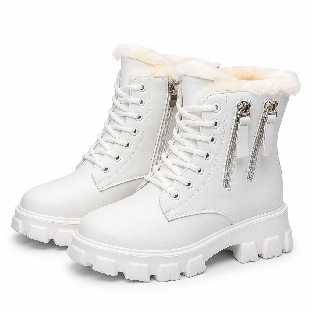Edmund | Womens Snow Boots Fleece Lined Warm Mid Calf Winter Boots Off White packshot