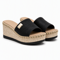 Bijou | Womens Platform Wedge Black Summer Slider Strappy Sandals Black packshot