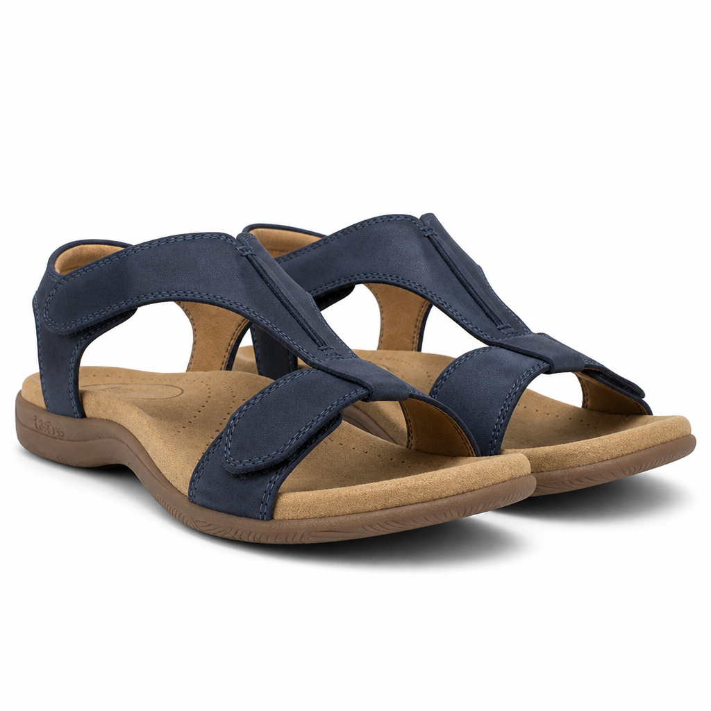 Indira | Womens Flat Massage Beach Summer Comfortable Sandals Navy Blue packshot
