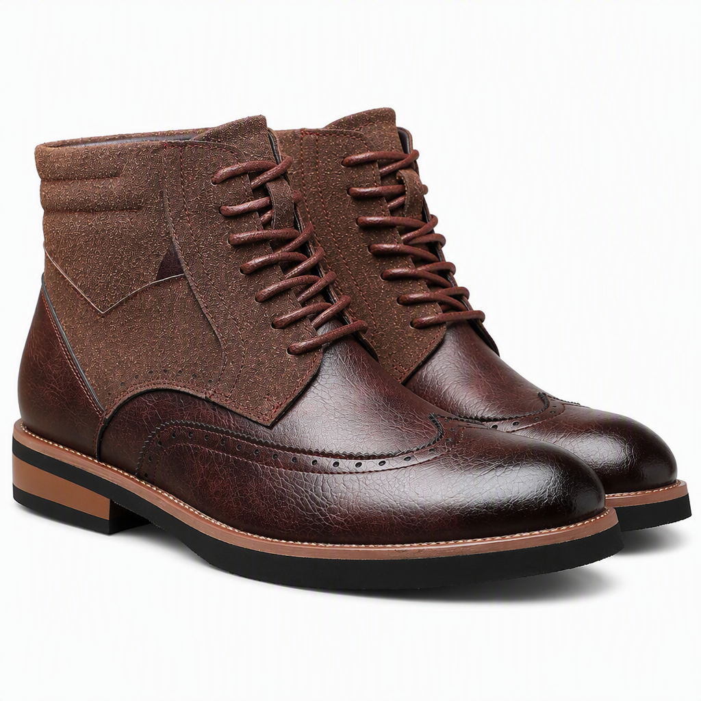Nikolai | Mens Boots Leather Ankle Boots British Retro Casual Boots Brown packshot