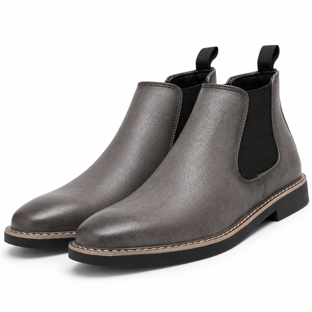 Ellison | Mens Chelsea Boots Retro Leather Ankle Boots Grey packshot