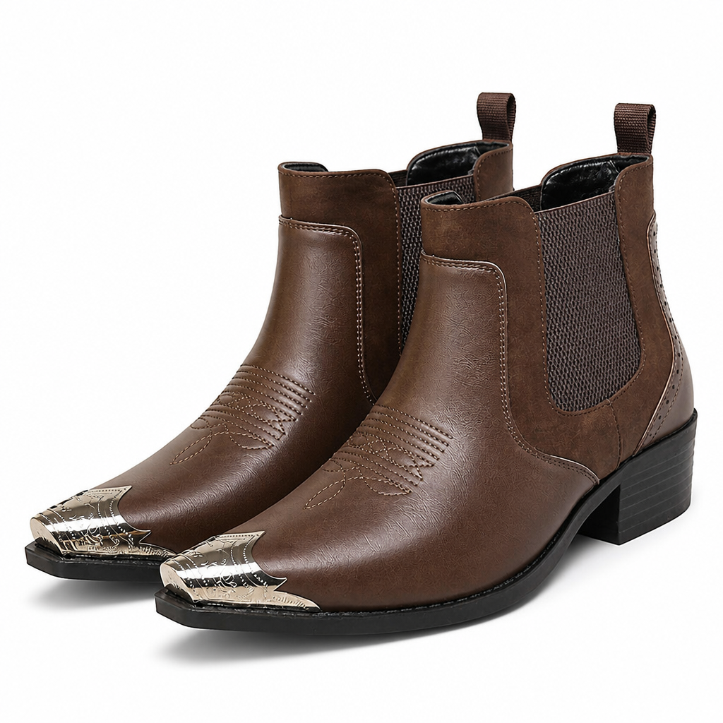 Alaric | Mens Chelsea Boots Ankle Boots Slip on Leather Boots Dark Brown packshot