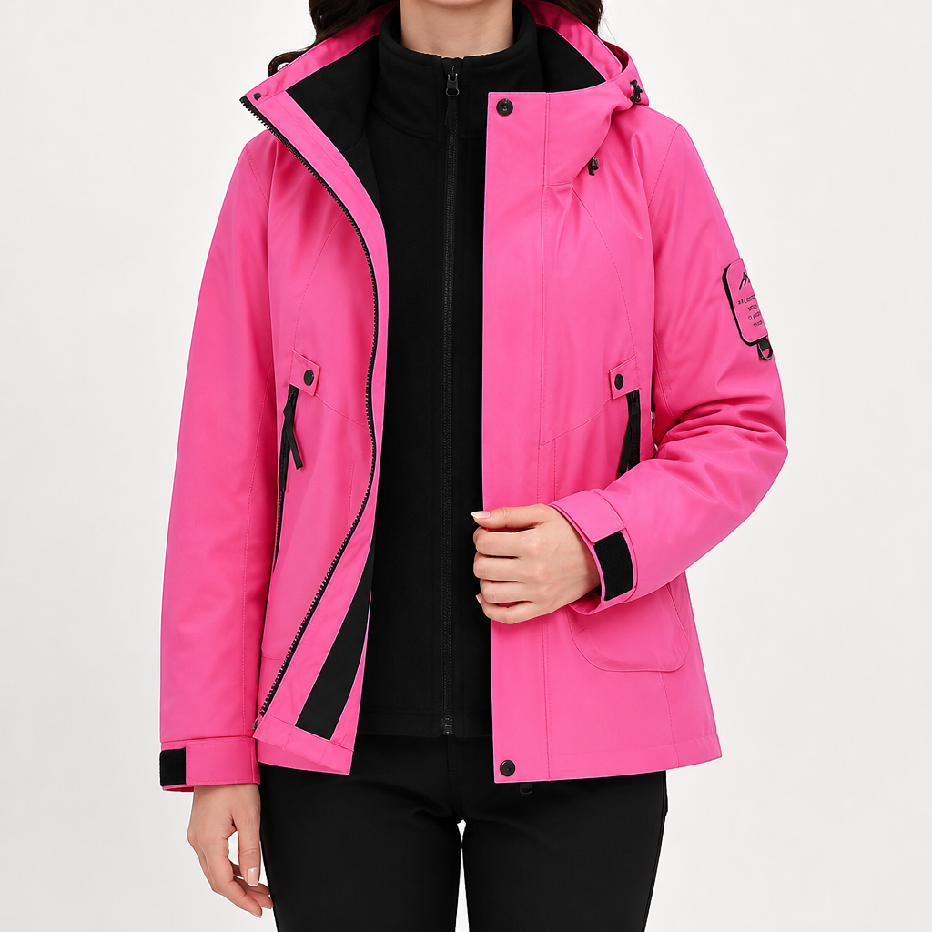 Rowan | Womens Waterproof 3 in 1 Hooded Jacket, Magenta