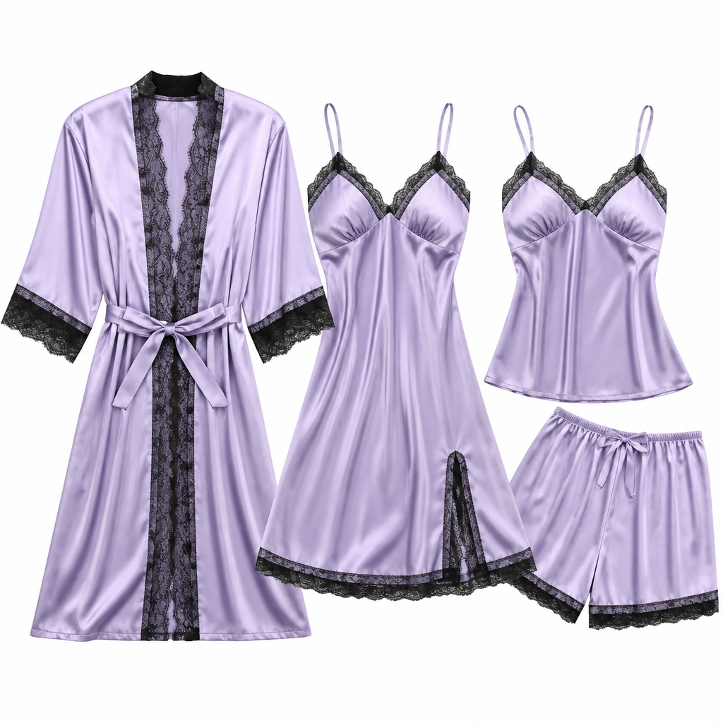Rosalind | Womens Satin Cami Pyjama Set, Violet
