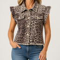 Rosalind | Womens Leopard Print Denim Gilet, Leopard Print