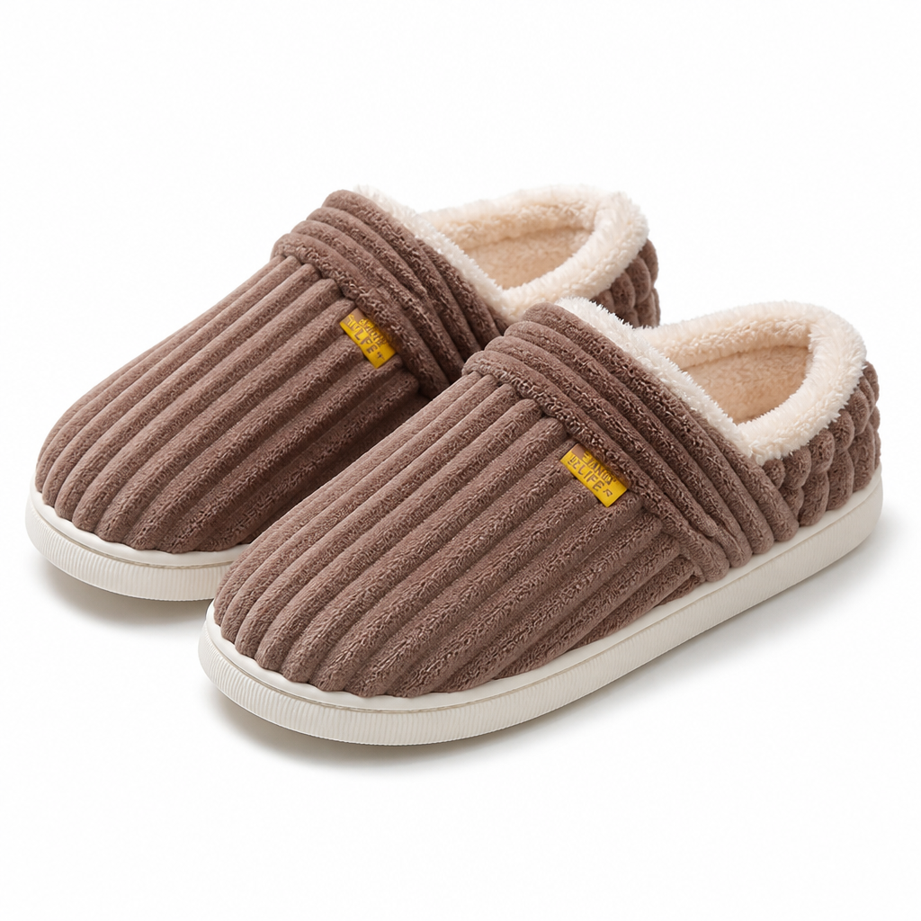 Ursula | Womens Slippers Winter Warm Cotton Back Strap House Slippers Coffee packshot