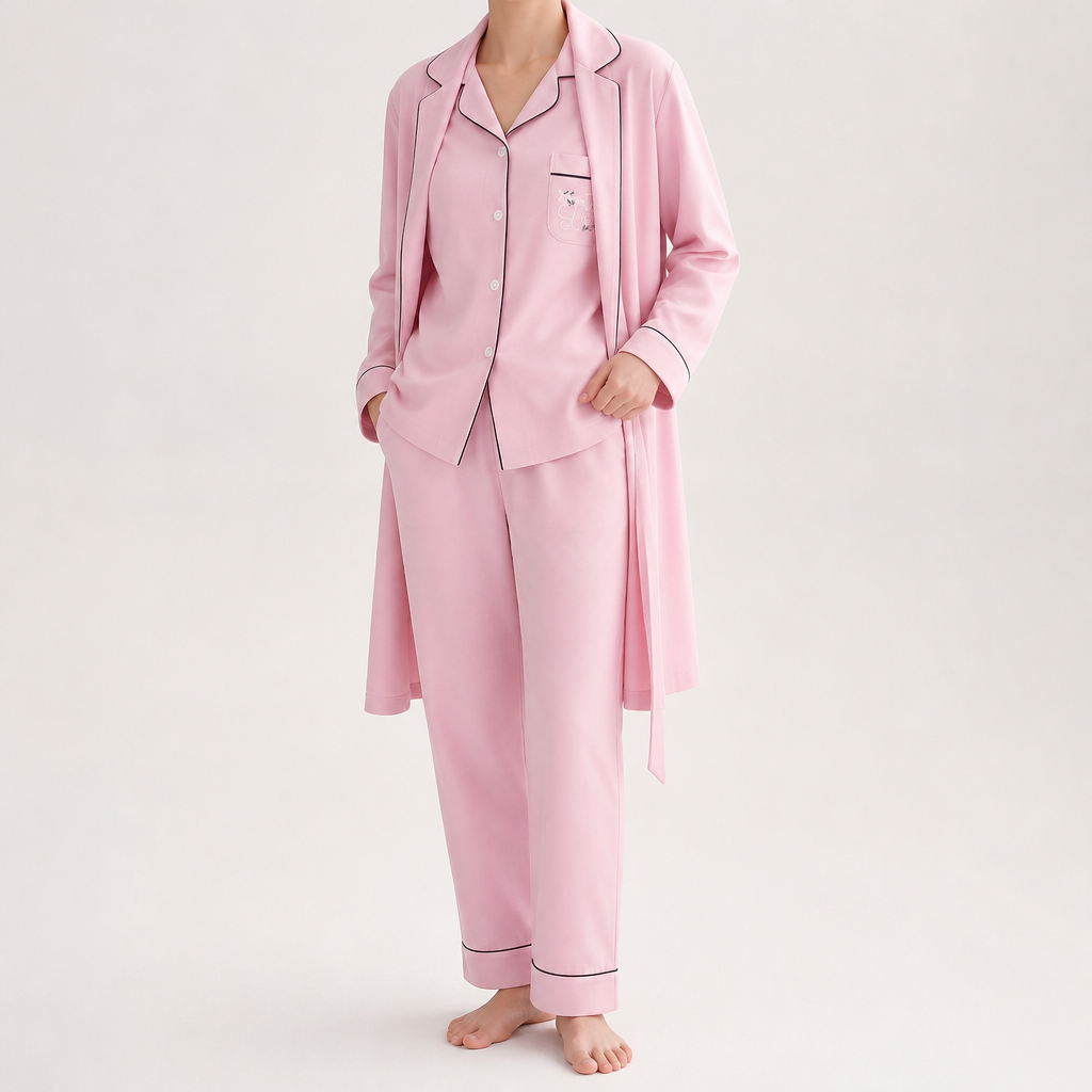 Arabella | Womens Cotton Long Sleeve Pyjama Set, Dusty Pink