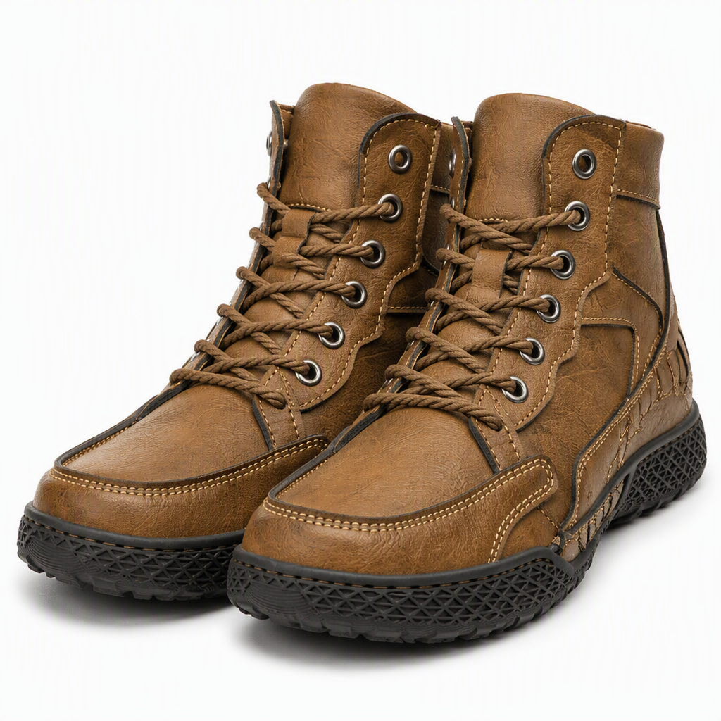 Zeb | Mens Ankle Boots Lace Up High Top Casual Boots Khaki 2 packshot