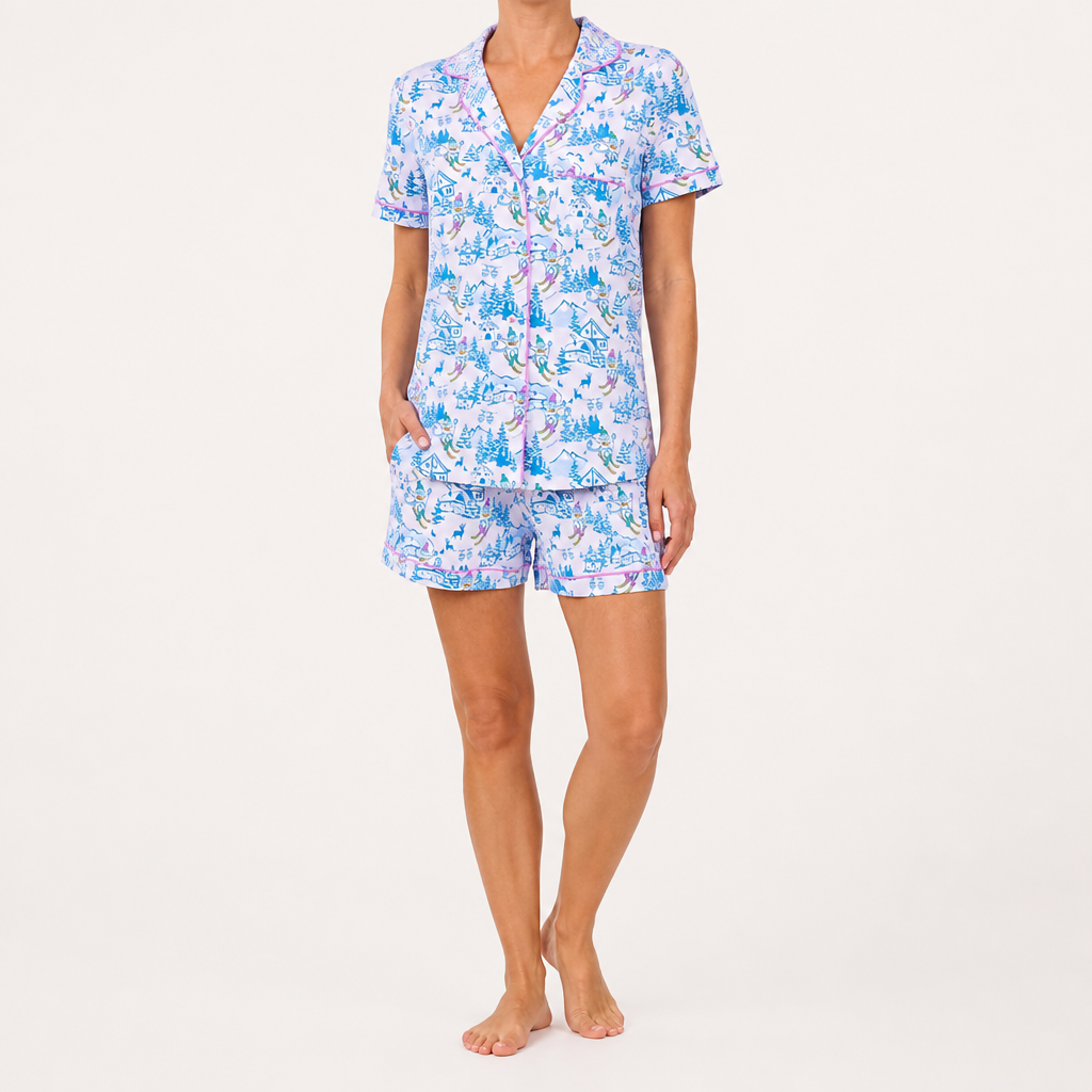 Genevieve | Womens Short Sleeve Cotton Pyjama Set, Blue