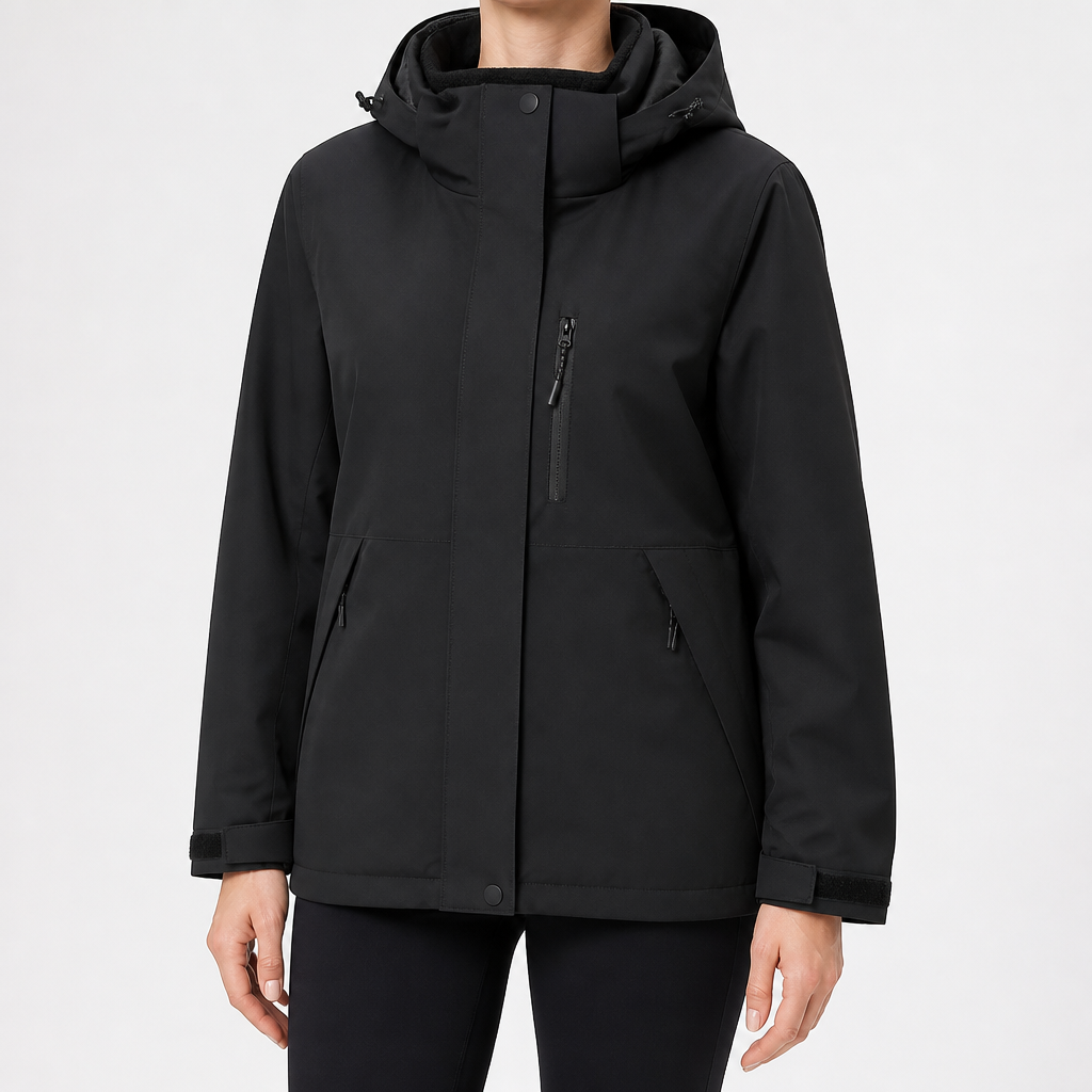 Imogen | Womens 3 In 1 Waterproof Hooded Softshell Jacket, Black