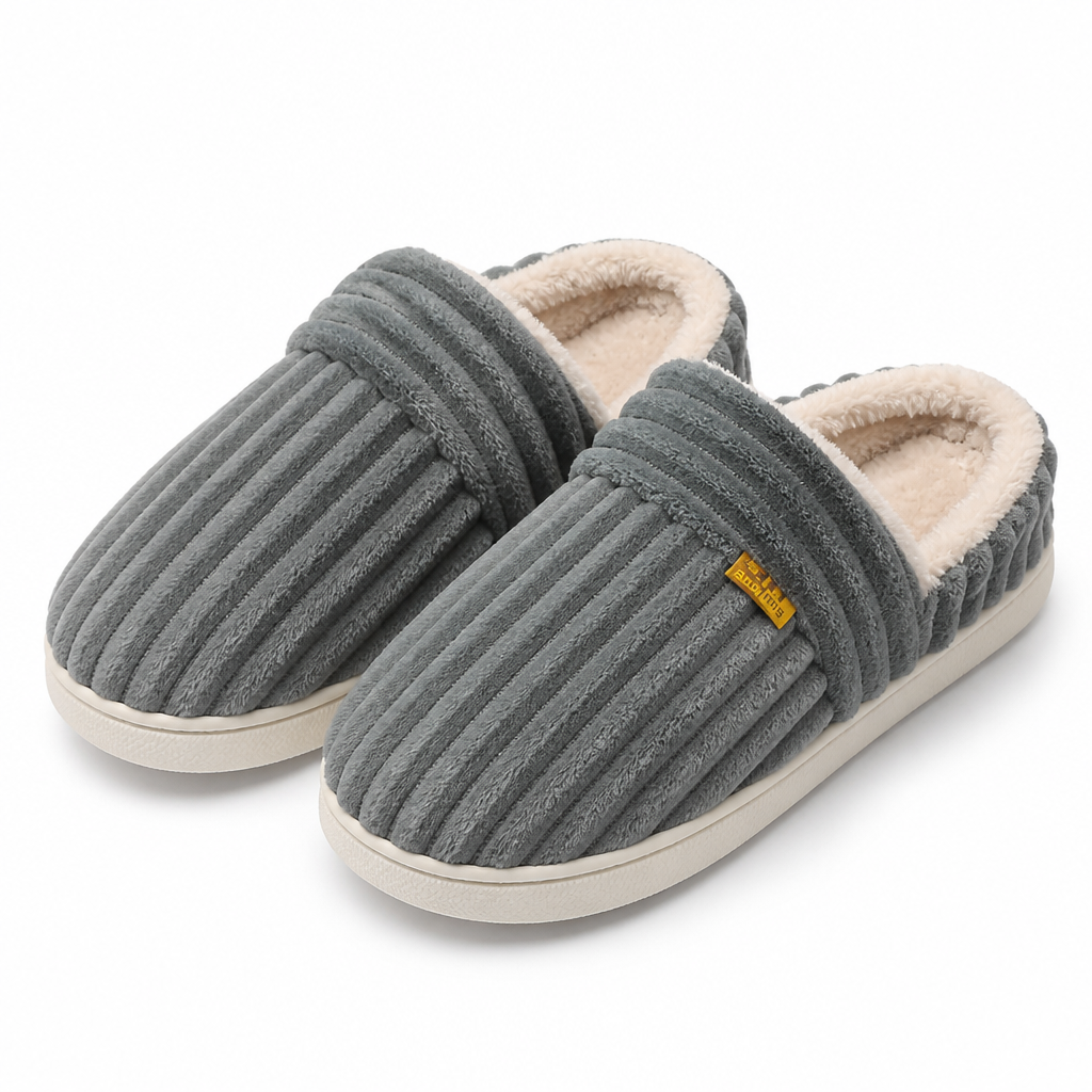 Ursula | Womens Slippers Winter Warm Cotton Back Strap House Slippers Gray packshot