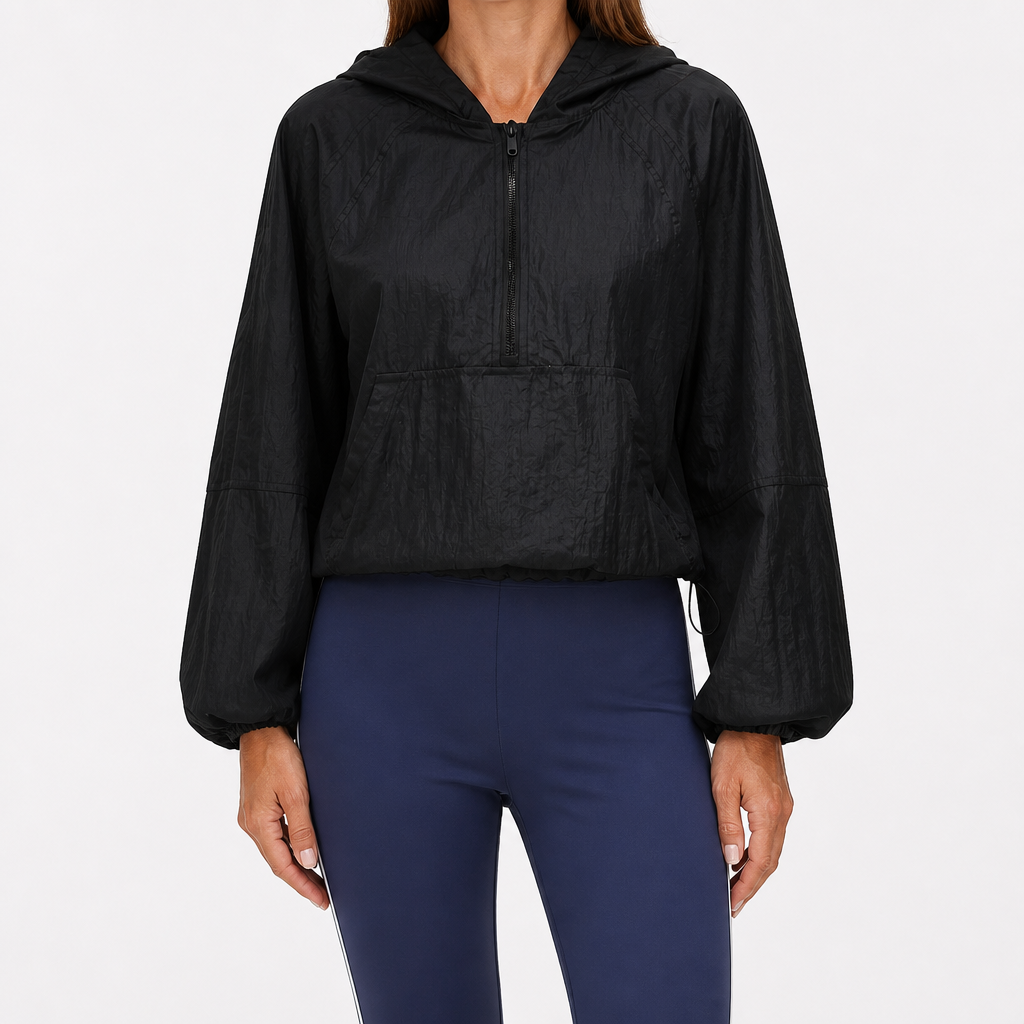 Elodie | Womens Water Resistant Hooded Lightweight Windbreaker Jacket, Black