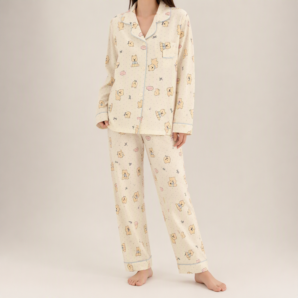 Beatrix | Womens Long Sleeve Cotton Pyjama Set Loungewear, Blue 7
