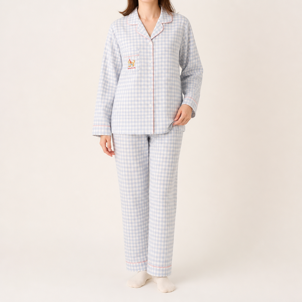 Beatrix | Womens Long Sleeve Cotton Pyjama Set Loungewear, Blue 8