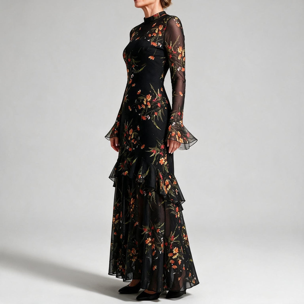 Amara | Womens Floral Dress Spaghetti Strap French Midi Dress