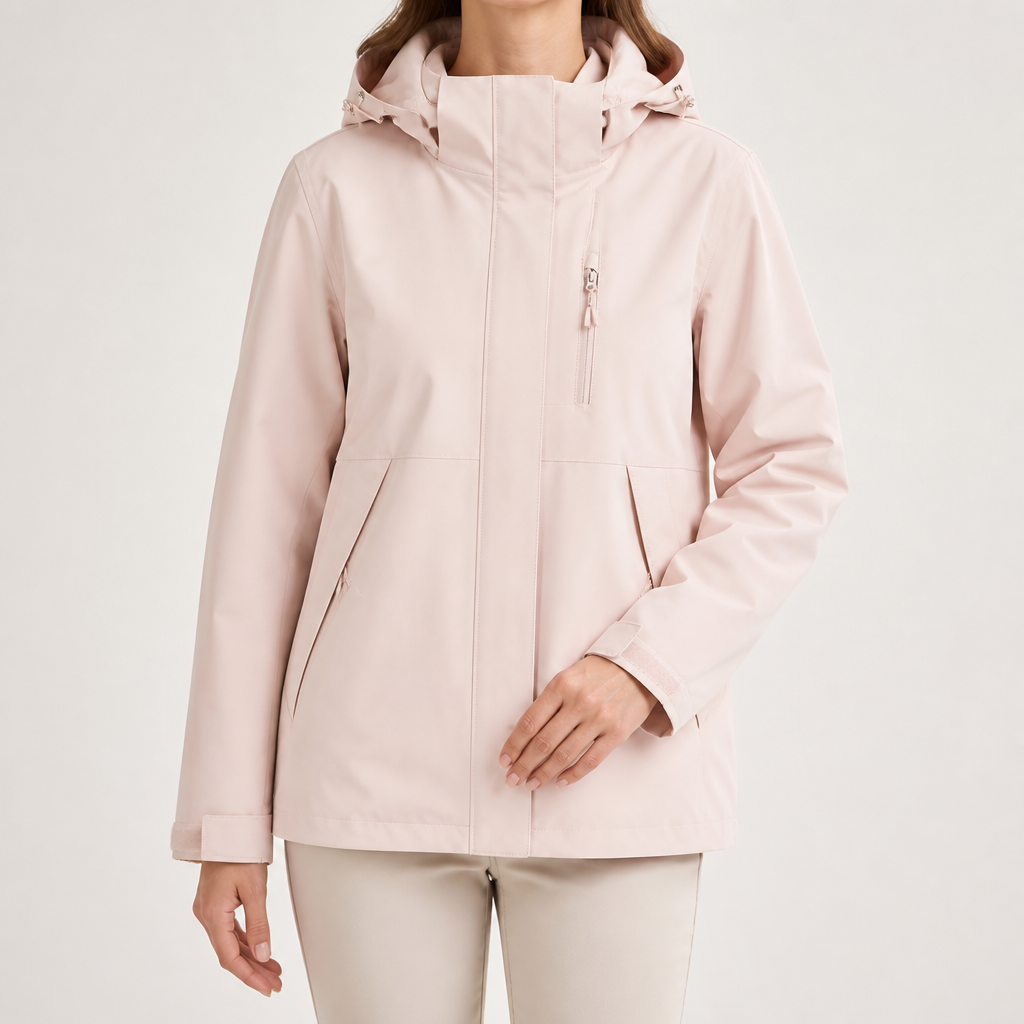 Imogen | Womens 3 In 1 Waterproof Hooded Softshell Jacket, Blush Pink 2