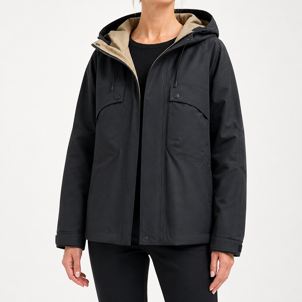 Josephine | Womens Waterproof Windproof Hooded Softshell Jacket, Black 2
