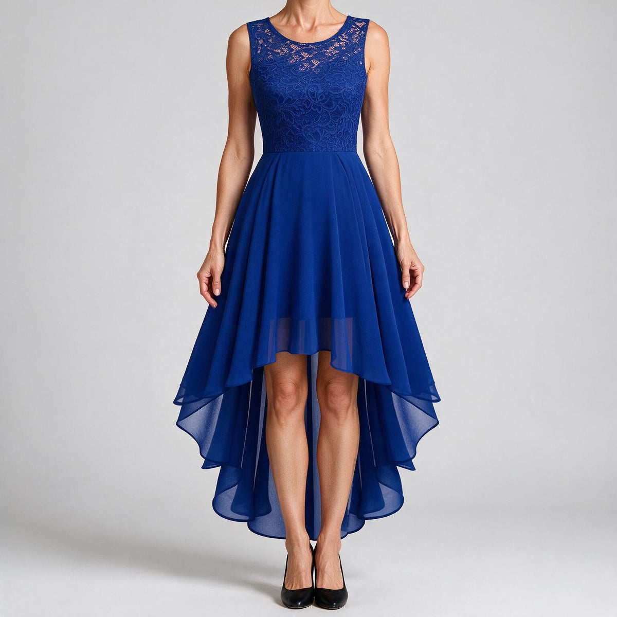 Eleanor | Womens Cocktail Lace Midi Wedding Guest Evening Formal Long Elegant Dresses Royal Blue