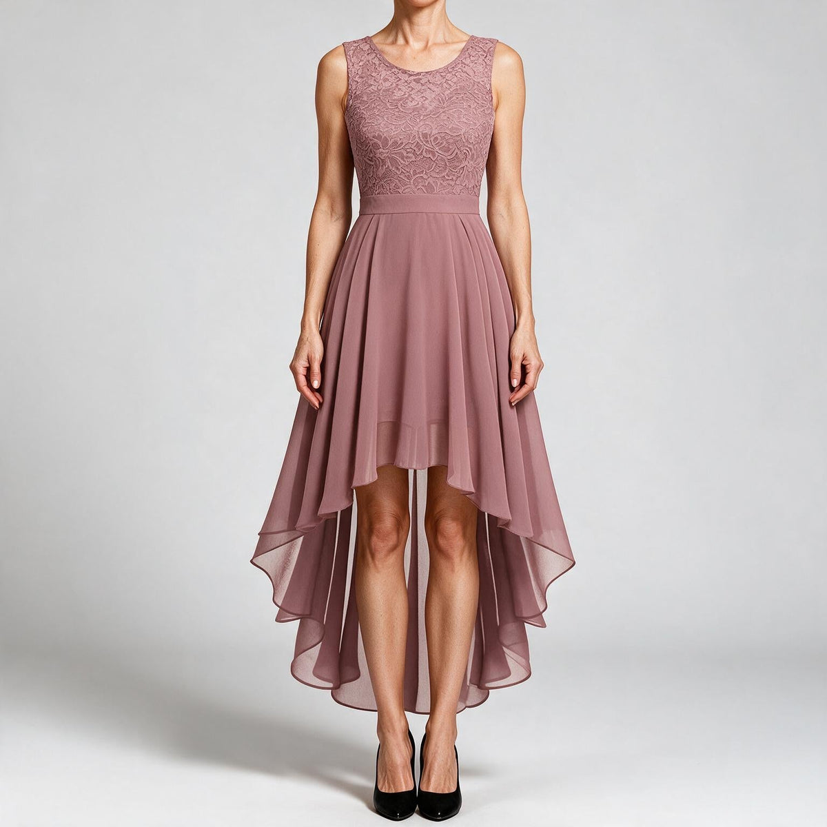 Eleanor | Womens Cocktail Lace Midi Wedding Guest Evening Formal Long Elegant Dresses Pink