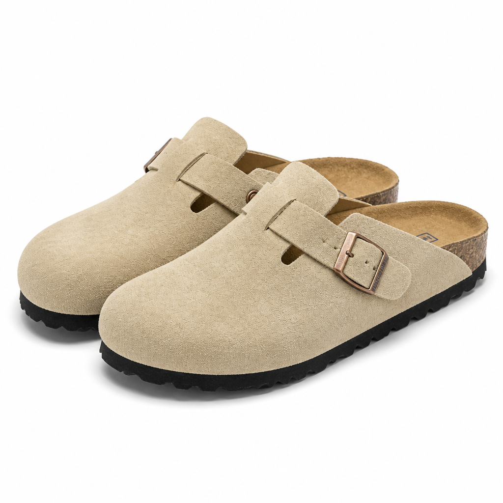 Foster | Leather Clogs Mules Closed Toe Platform Slippers Sandals Sand packshot