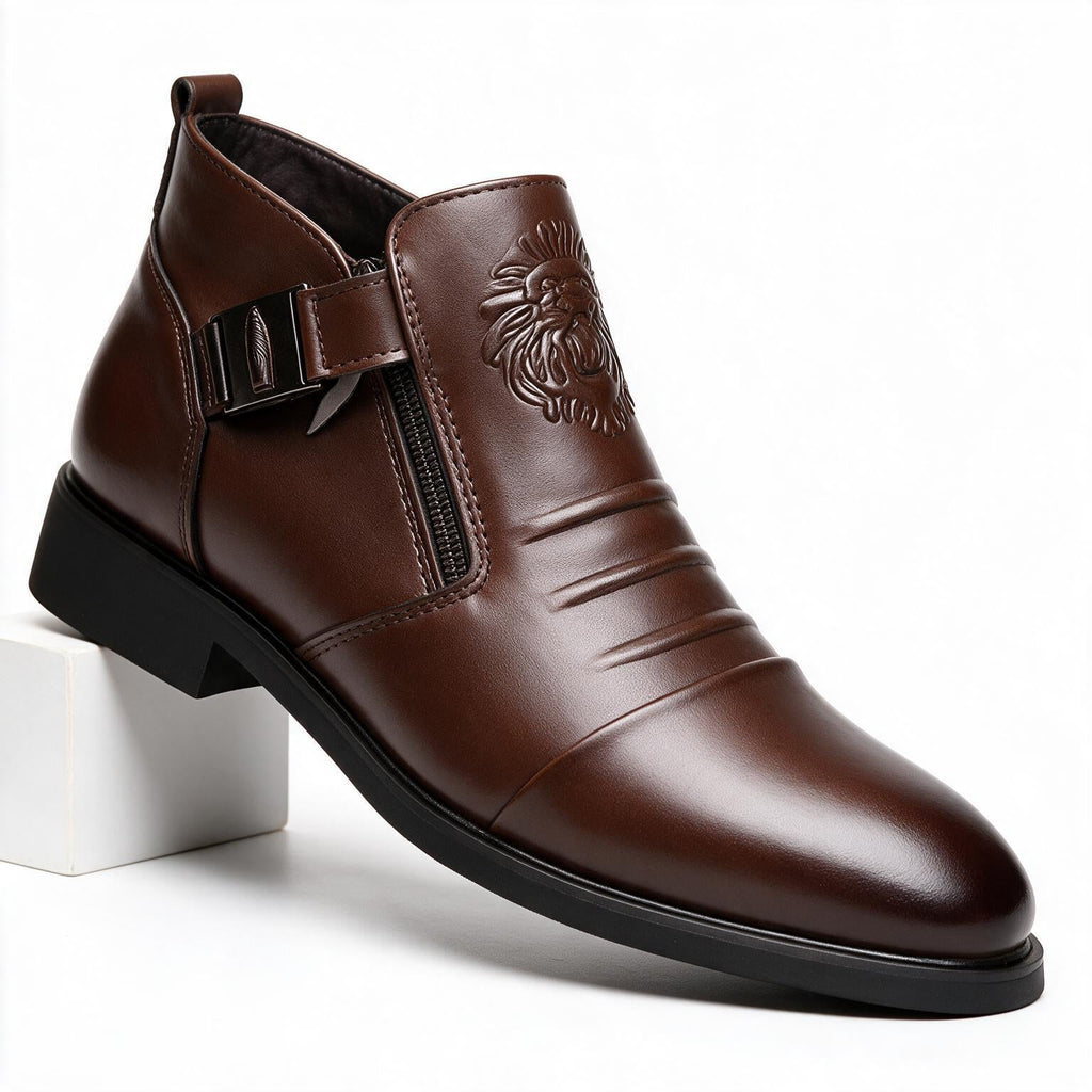Archer | Mens Business Casual Pointed Leather Formal Shoes Brown 2 packshot
