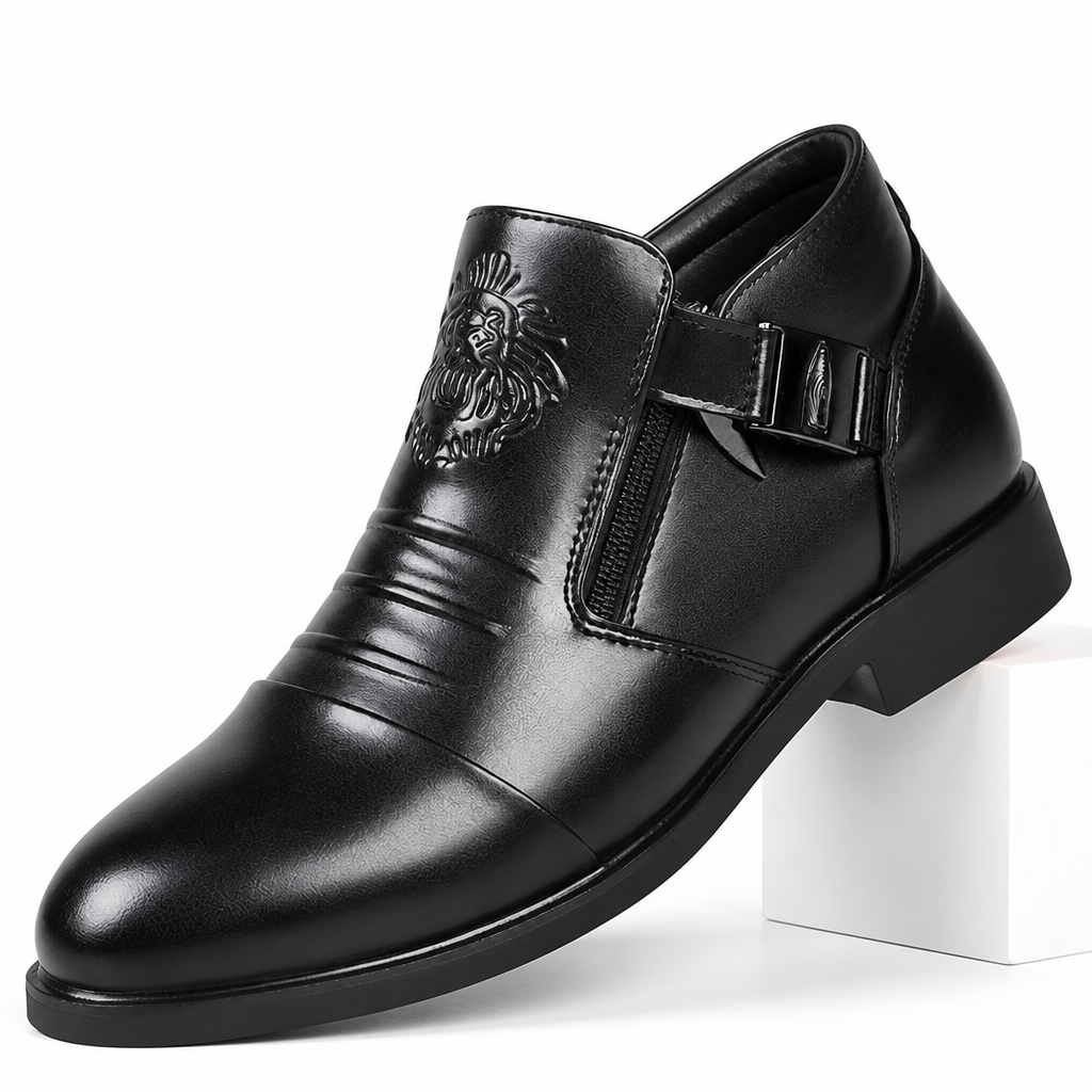 Archer | Mens Business Casual Pointed Leather Formal Shoes Black packshot