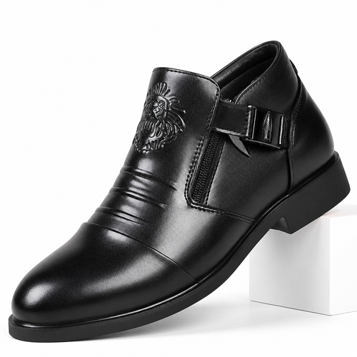 Archer | Mens Business Casual Pointed Leather Formal Shoes Black packshot