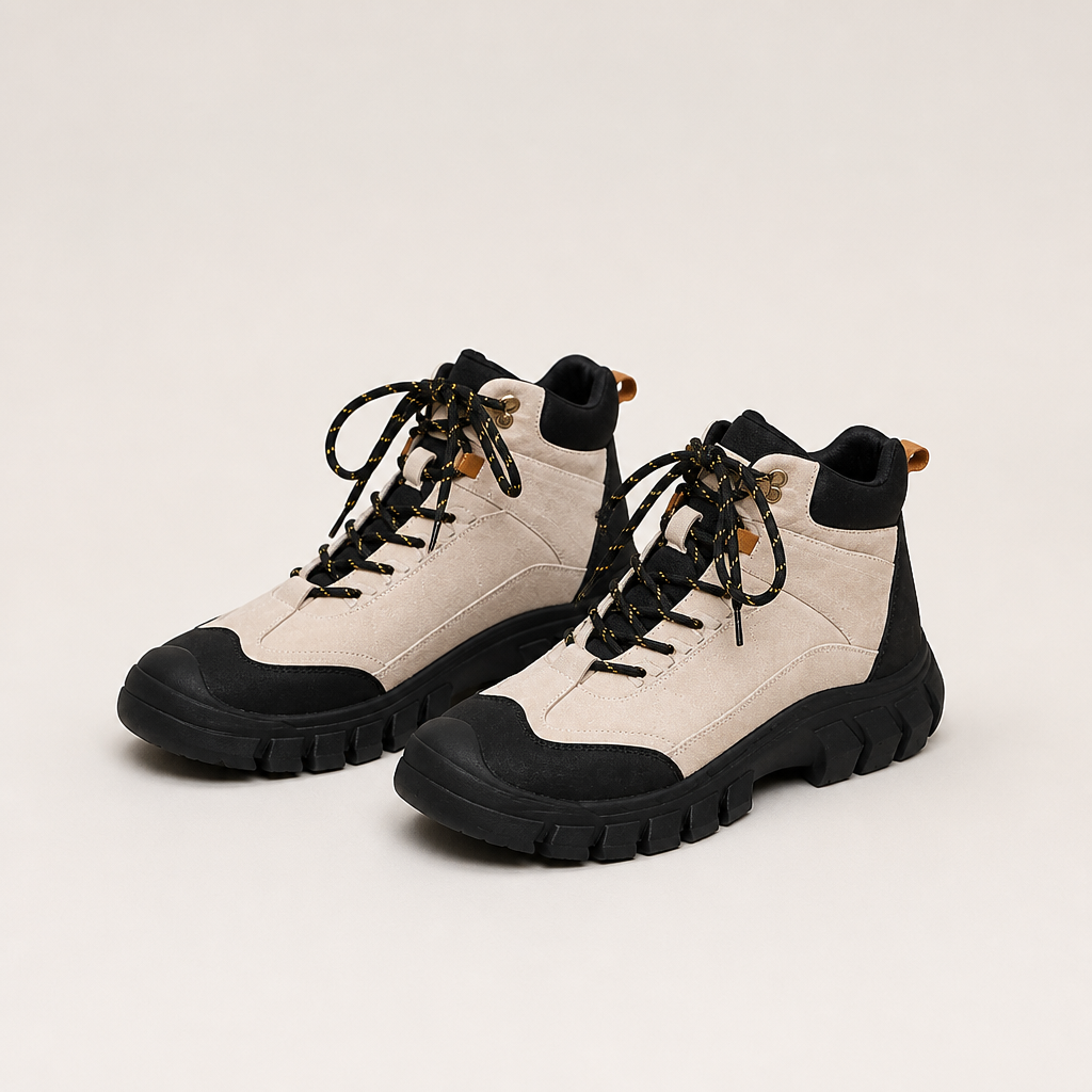 Sawyer | Womens Chunky Platform Lace Up Ankle Combat Boots, Black Grey