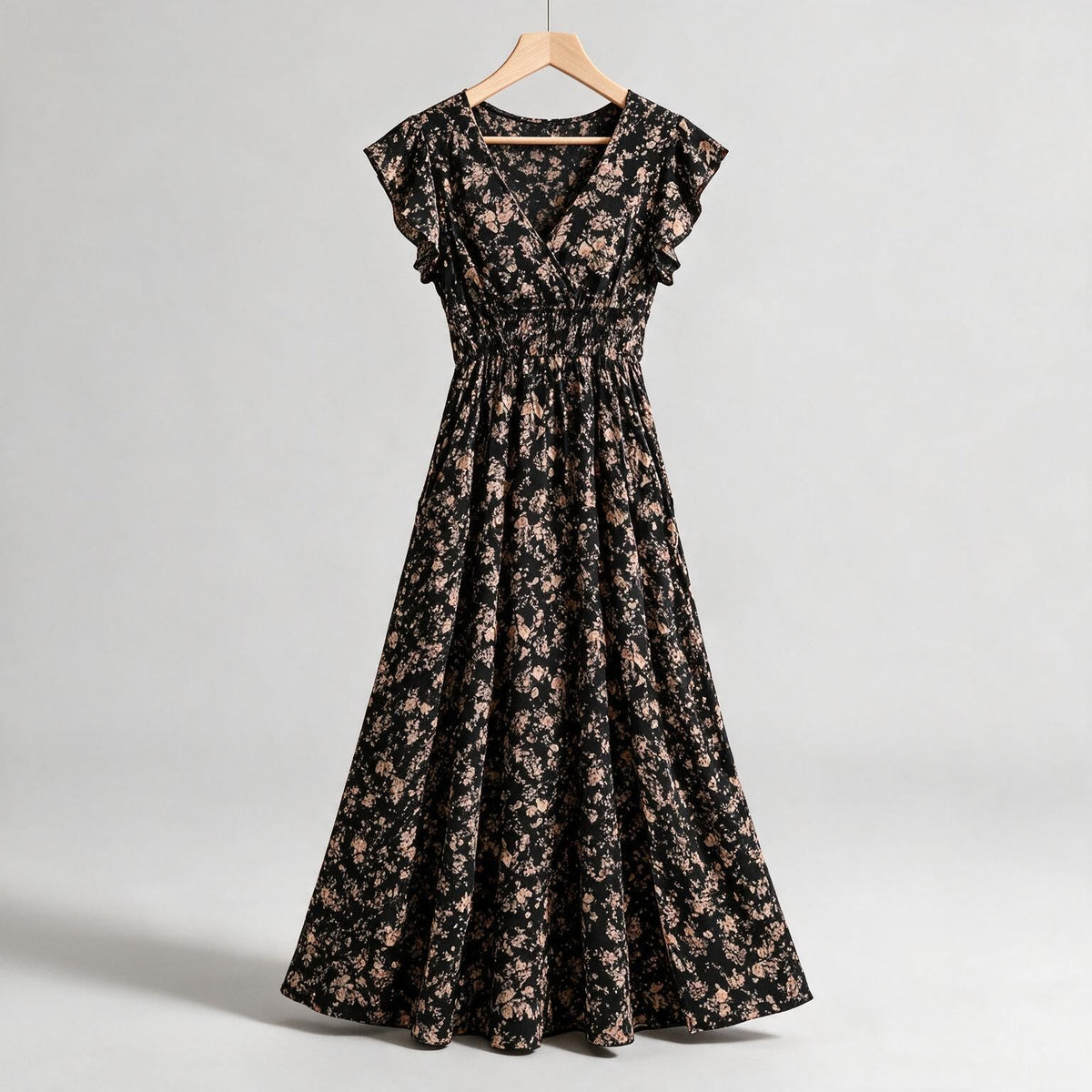 Willa | Womens Wedding Guest Floral Maxi A-Line Summer Dress on hanger