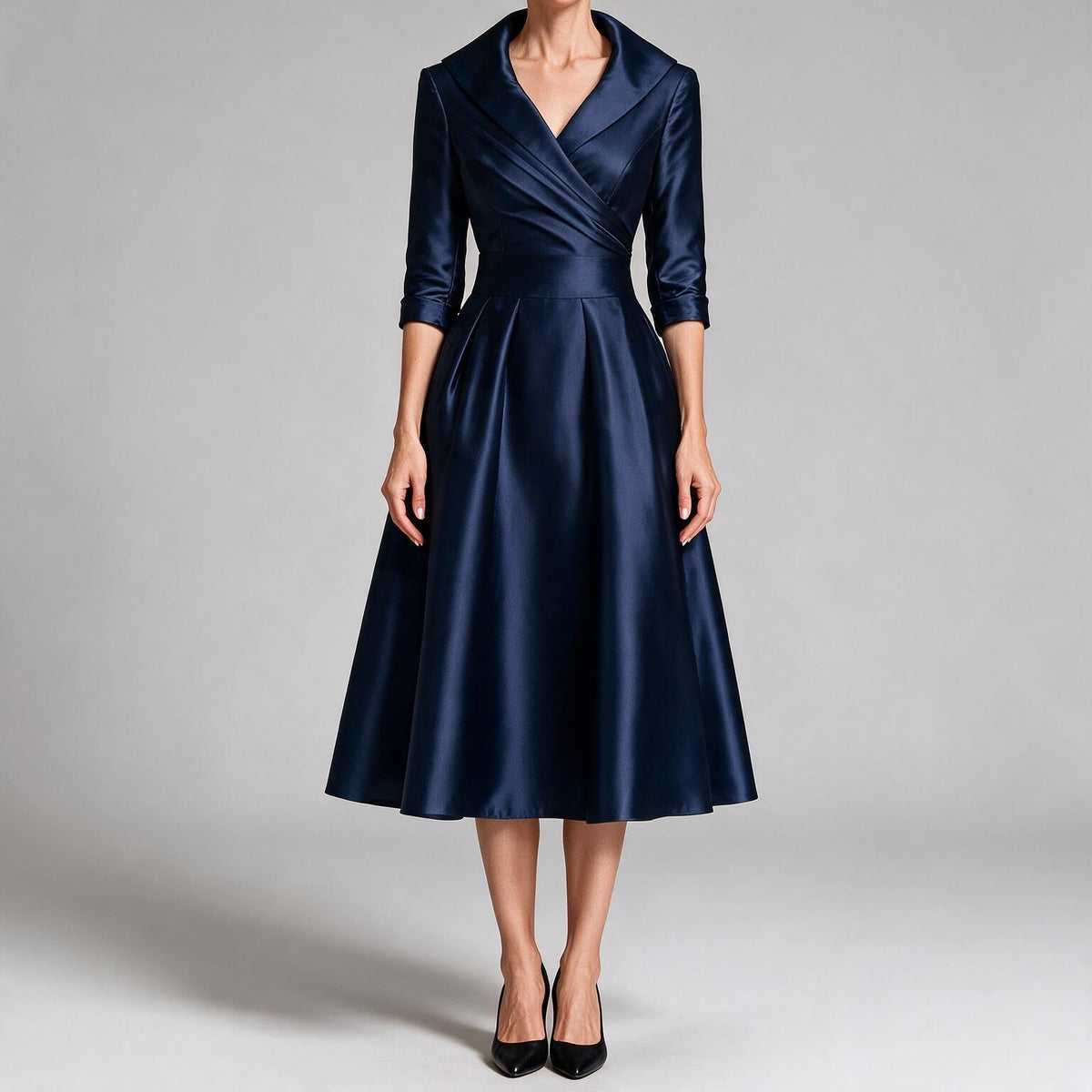 Verena | Womens Wedding Guest Dresses Long Sleeve Maxi Elegant Evening Dress Dark Blue