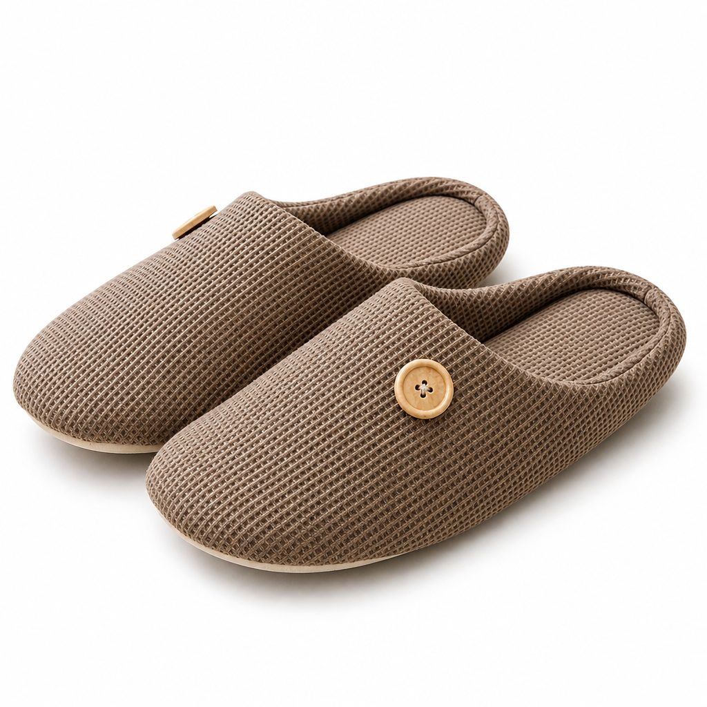 Romy | Womens Slippers Fluffy Warm Cotton House Indoor Slippers Brown packshot