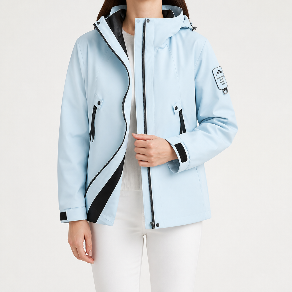Rowan | Womens Waterproof 3 in 1 Hooded Jacket, Baby Blue 2
