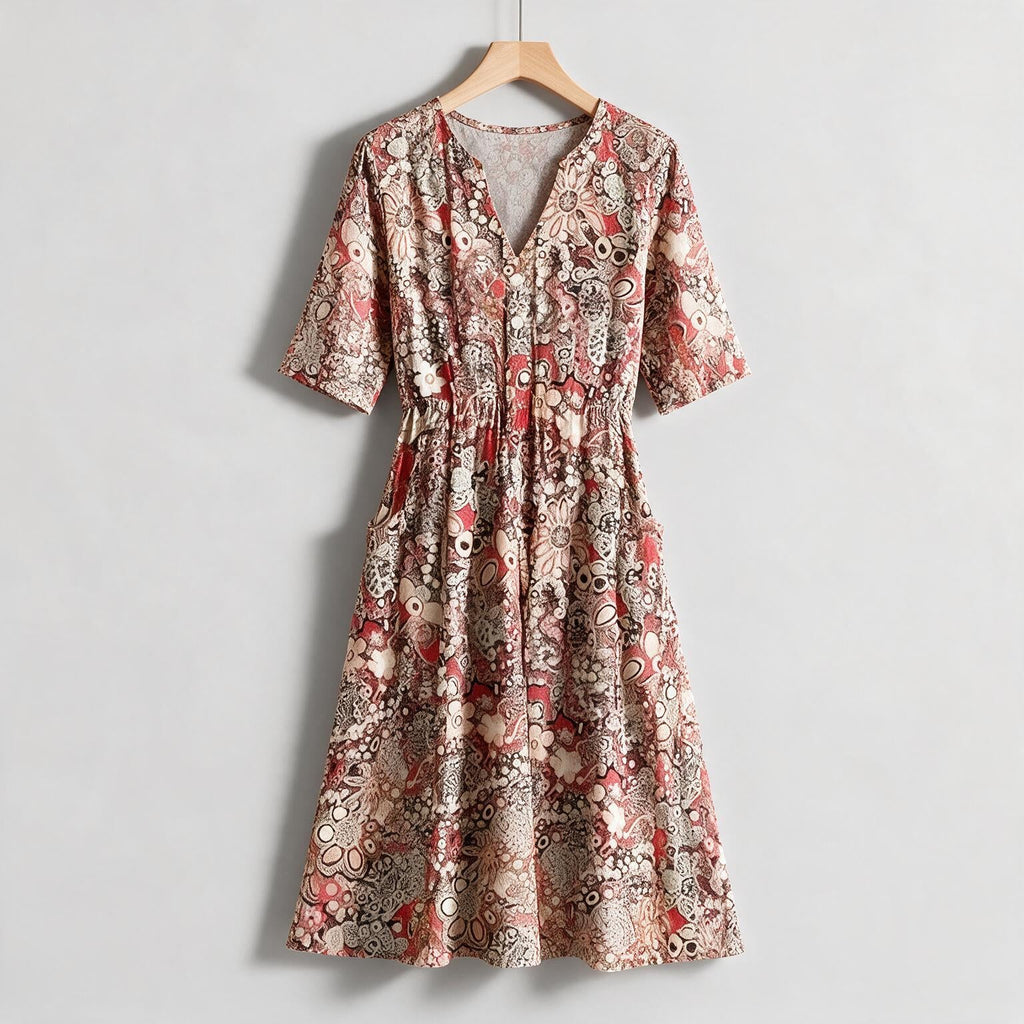 Coraline | Womens Summer Dresses V Neck Printed Vacation Holiday Dress on hanger