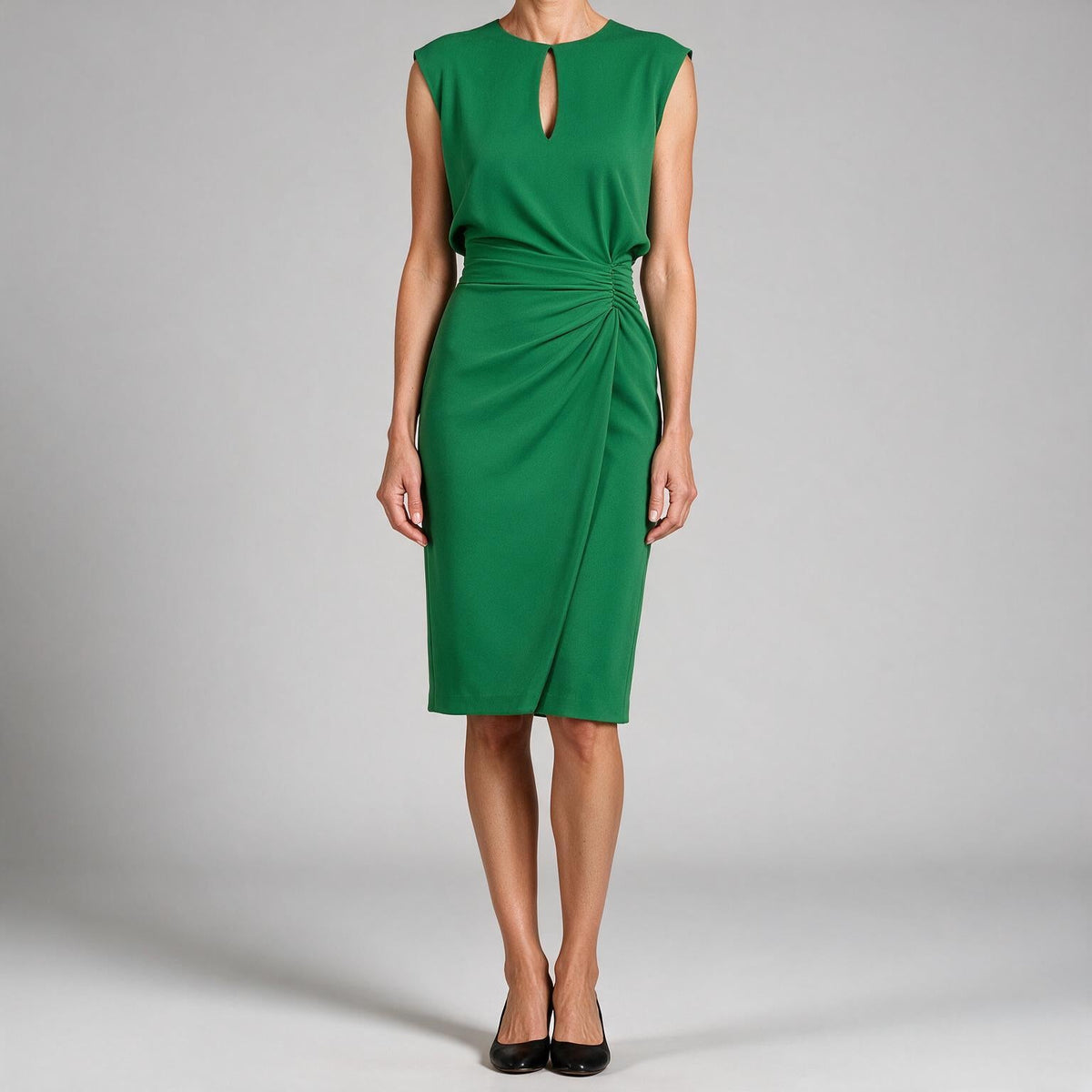 Elowen | Womens Sleeveless Cut Out Knot Midi Classy Wedding Guest Dresses Green