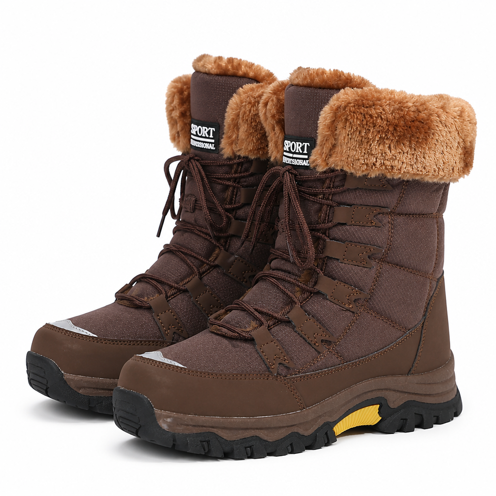 Cyrus | Womens Snow Boots Fleece Lined Warm Winter Ankle Boots Brown packshot