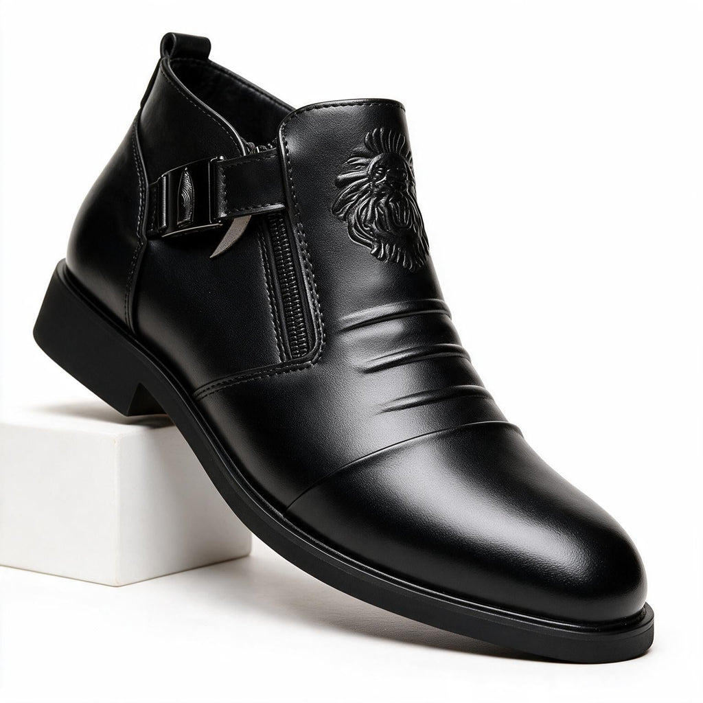 Archer | Mens Business Casual Pointed Leather Formal Shoes Black 3 packshot