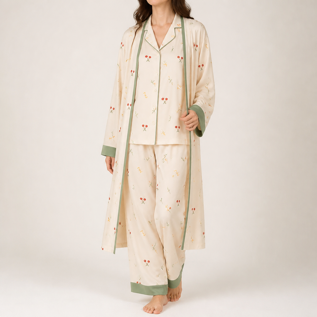 Arabella | Womens Cotton Long Sleeve Pyjama Set, Cream