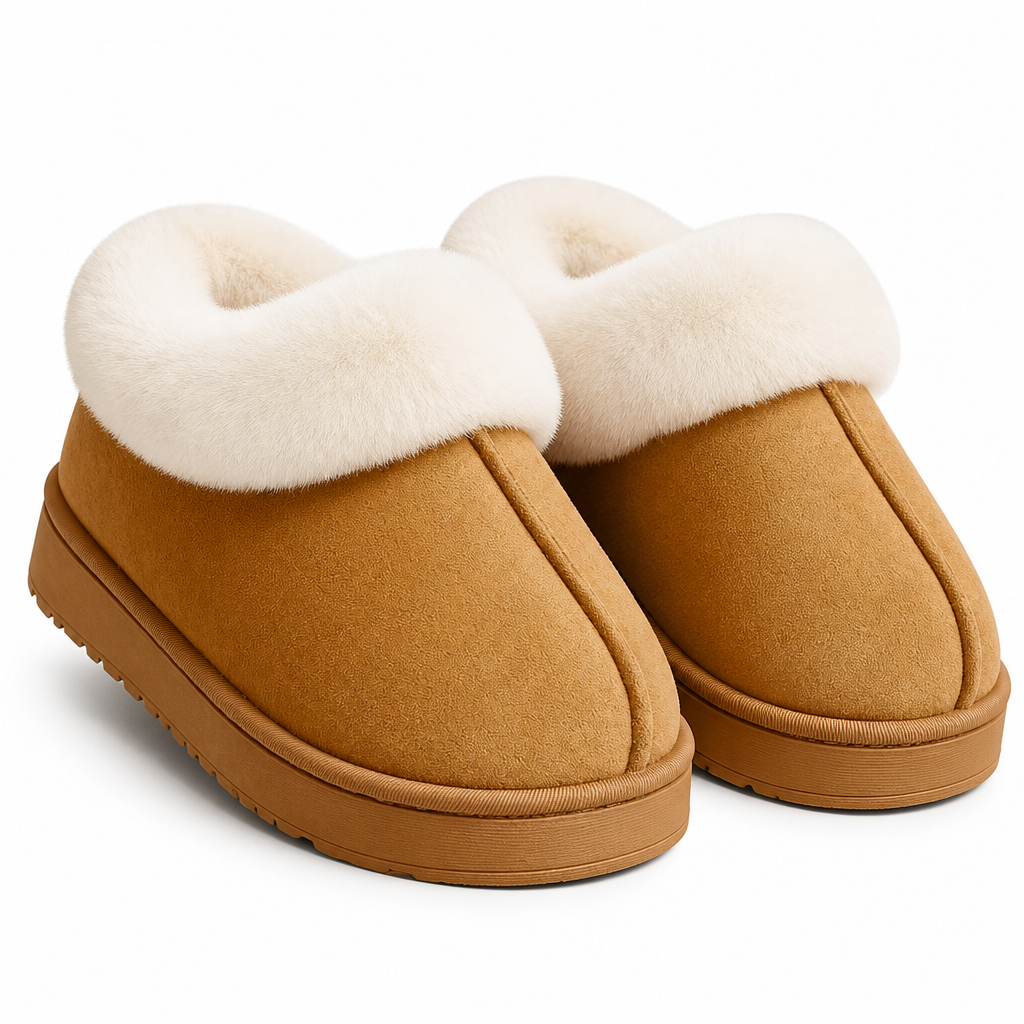 Dax | Womens Slippers Fluffy Warm Memory Foam House Slippers Coffee packshot