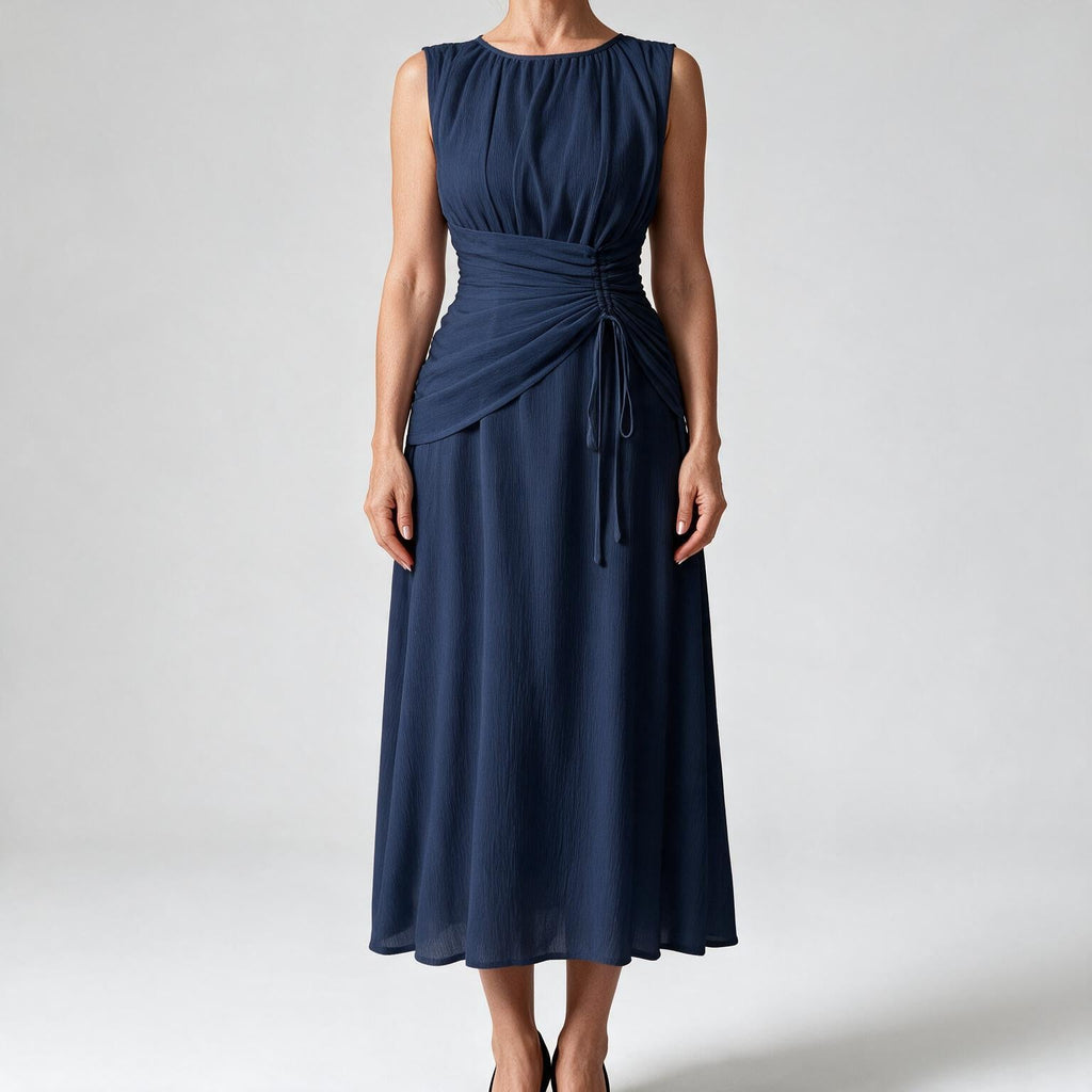 Odette | A Line Chiffon Maxi Wedding Guest Summer Dresses Sea Blue
