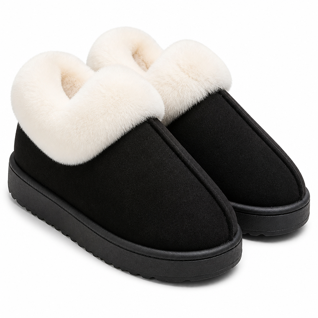 Dax | Womens Slippers Fluffy Warm Memory Foam House Slippers Black 4 packshot