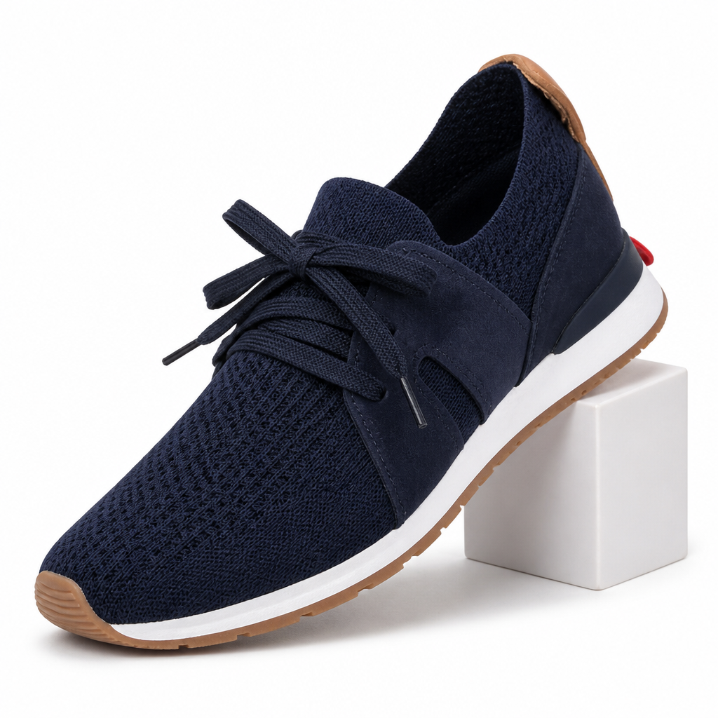Ottilie | Womens Trainers Chunky Platform Knit Mesh Casual Shoes Dark Blue packshot