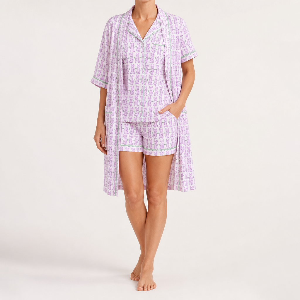 Genevieve | Womens Short Sleeve Cotton Pyjama Set, Lavender