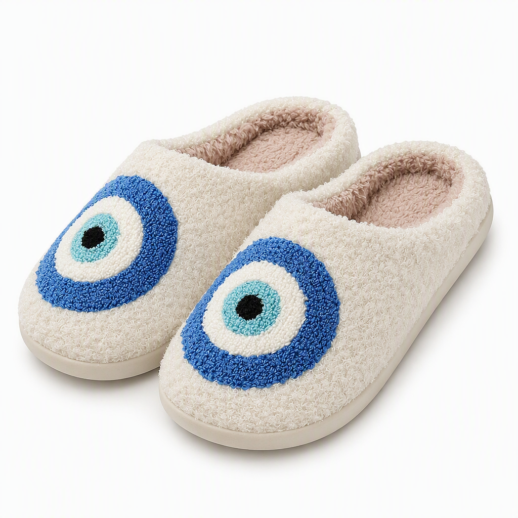 Faas | Womens Slippers Fluffy Warm Memory Foam House Slippers Blue packshot