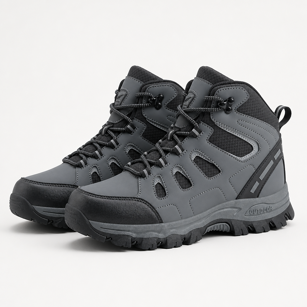 Rowan | Womens Water Resistant Breathable High Top Walking Hiking Boots, Dark Grey